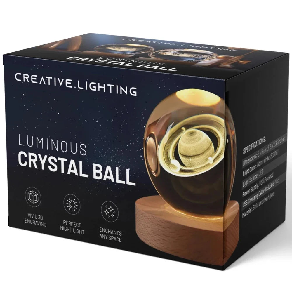 LumiOrbit™ Kristallkugel mit 3D-Licht | Magische Weltraum-Atmosphäre & Stimmungsvolle Beleuchtung