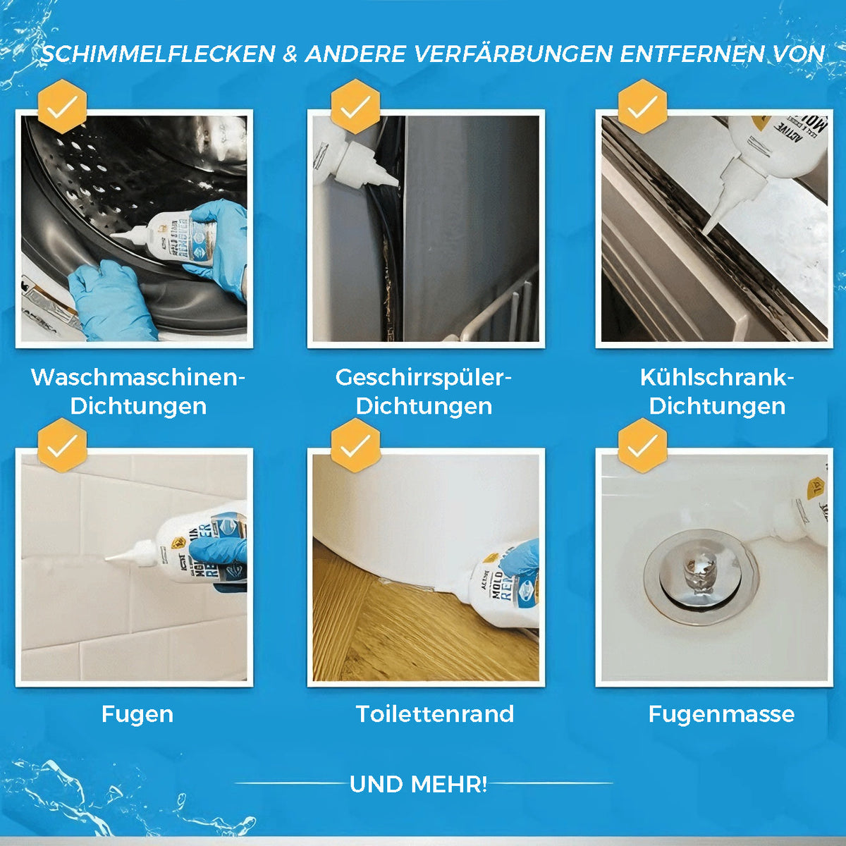 🦠  1+1 GRATIS! 🛁 Schimmelentferner-Gel – Starke Formel, Bürste Inklusive & Wirksam in Dusche und Fugen 🧽✨