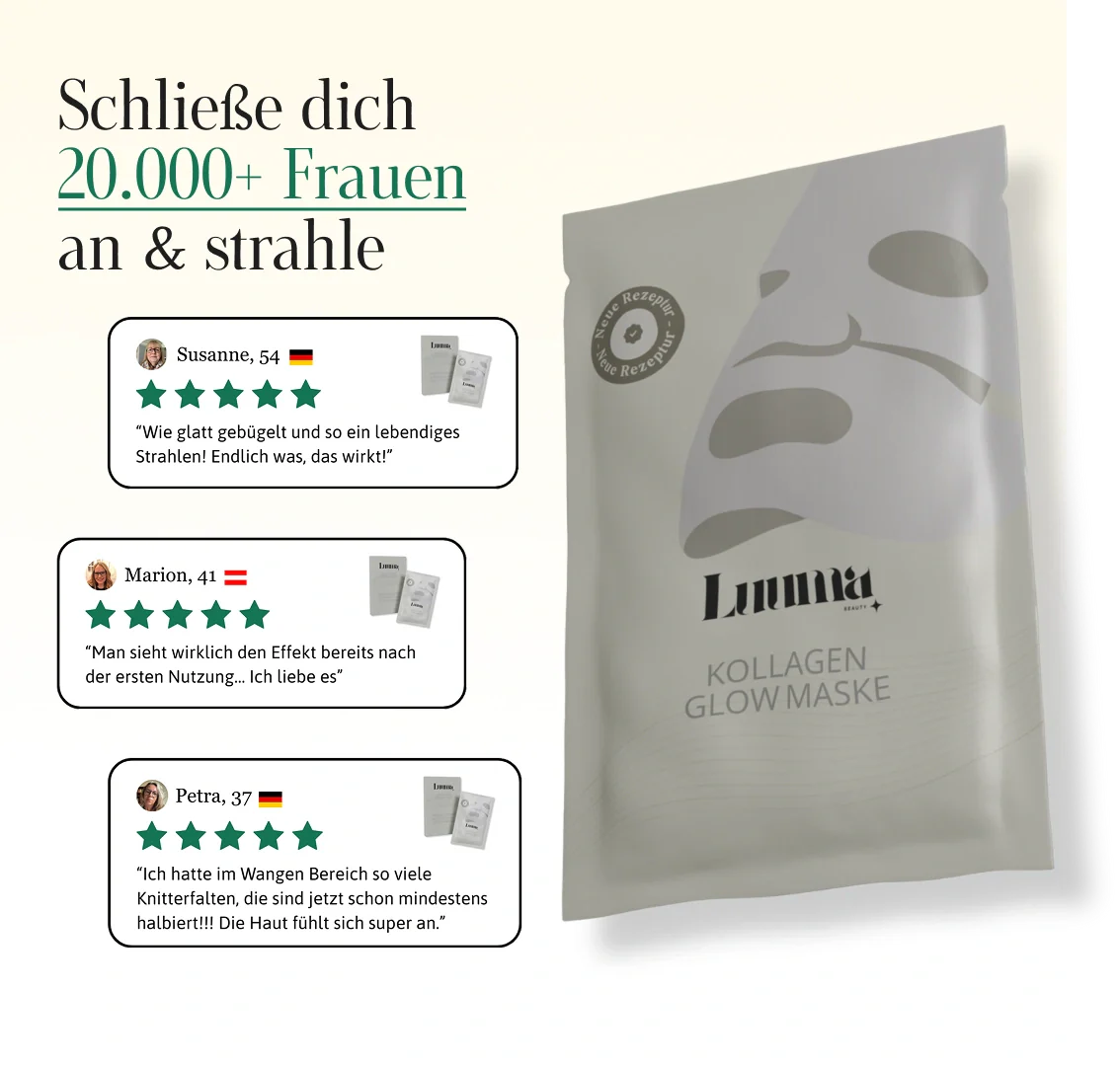 50% Rabatt | Kollagen Glow Maske™ | Straffere & frischere Haut schon nach der ersten Anwendung!