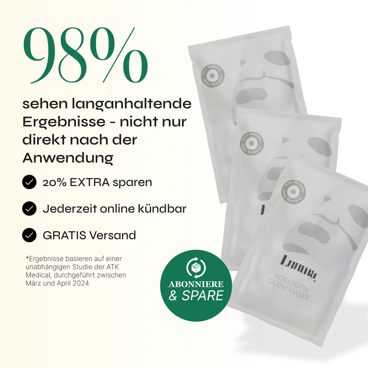 50% Rabatt | Kollagen Glow Maske™ | Straffere & frischere Haut schon nach der ersten Anwendung!