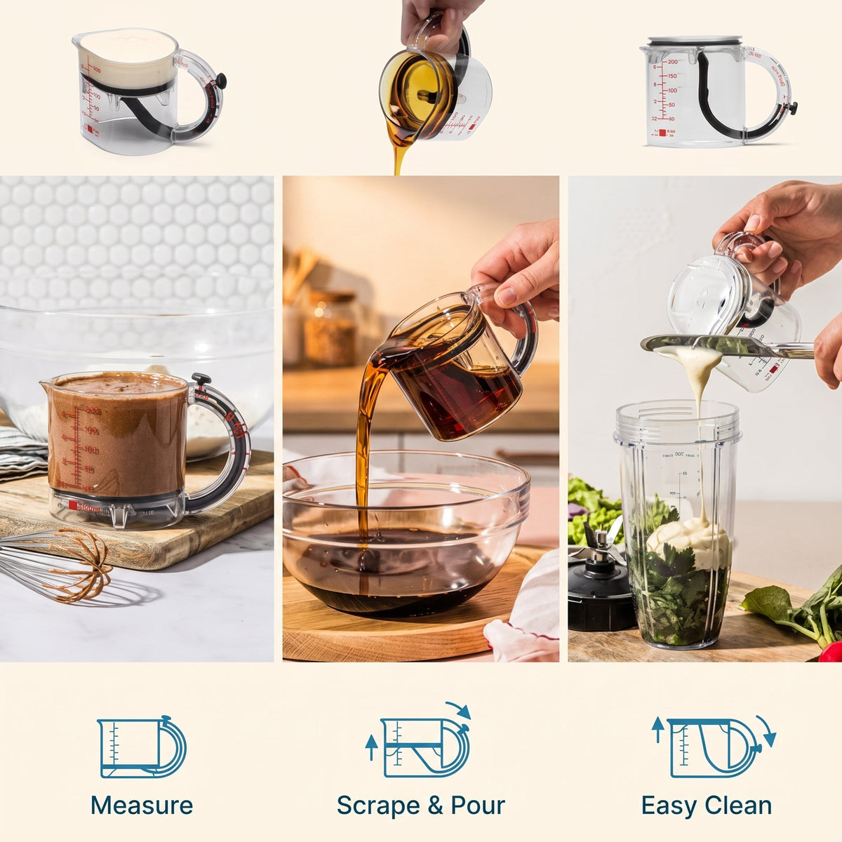 FlexiMeasure™ Verstellbarer Messbecher – Präzise Abmessen & Sauber Ausgießen