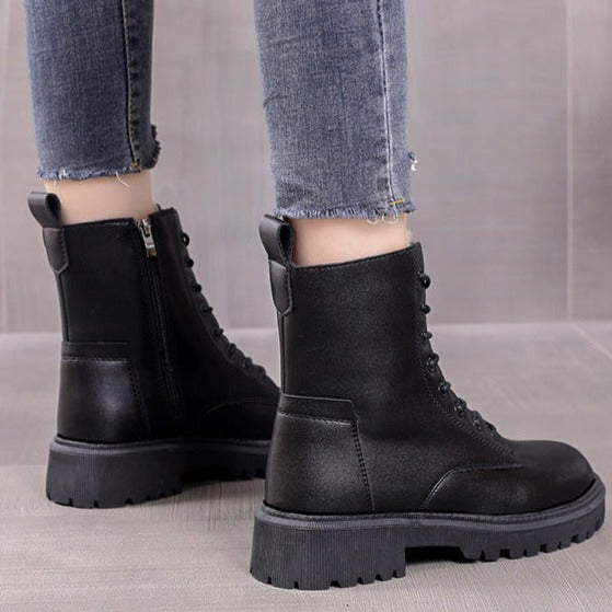 Dylana™ - Schwarze Winterstiefel aus Kunstleder