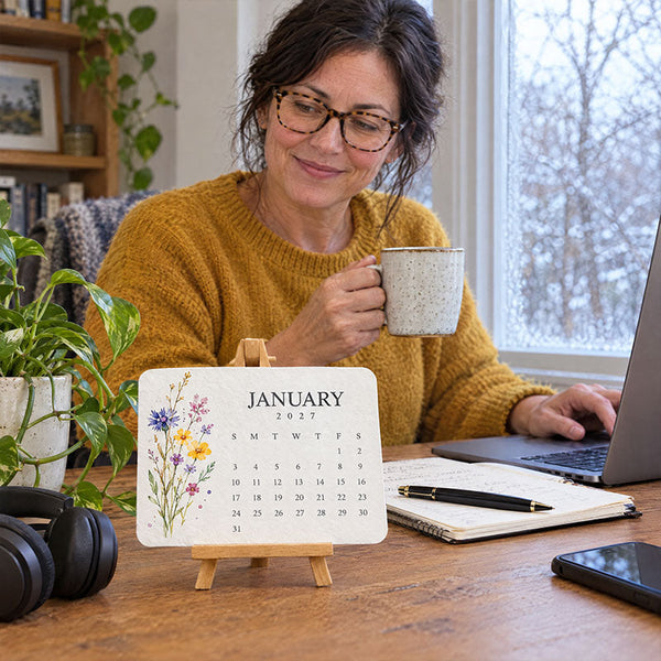 Floraplan™ Pflanzbarer Samenpapier-Kalender 2027 | 12 Monate voller Blütenfreude