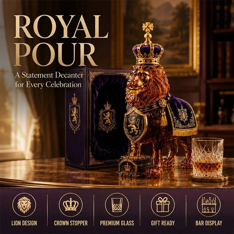 RegalLion™ Glas-Whisky-Dekanter | Königliches Löwen-Design & stilvolle Hausbar-Deko