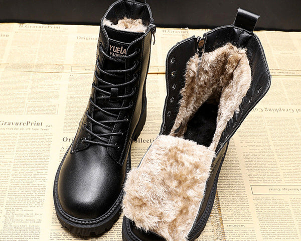 Dylana™ - Schwarze Winterstiefel aus Kunstleder
