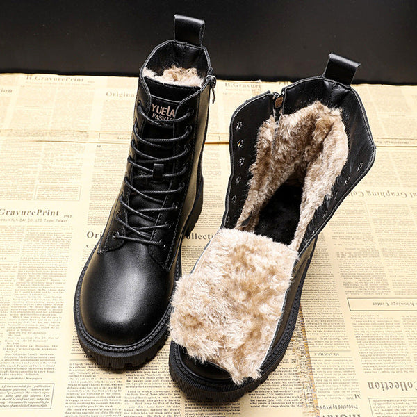 Dylana™ - Schwarze Winterstiefel aus Kunstleder