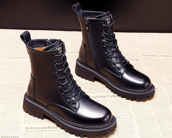 Dylana™ - Schwarze Winterstiefel aus Kunstleder