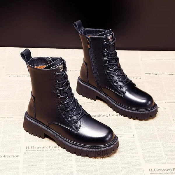 Dylana™ - Schwarze Winterstiefel aus Kunstleder