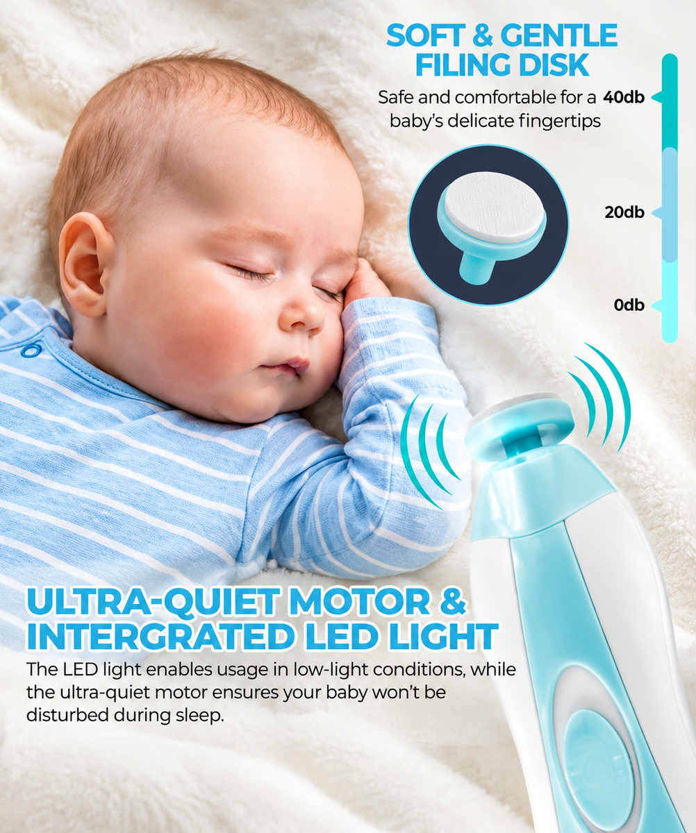 Nuvella™ 5-in-1 Elektrischer Baby-Nageltrimmer | Sanfte & sichere Nagelpflege