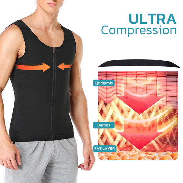 Gynecomastia Compress Zipper Vest