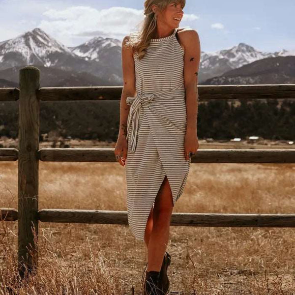 Bénanique™️ Lässiges gestreiftes Midikleid