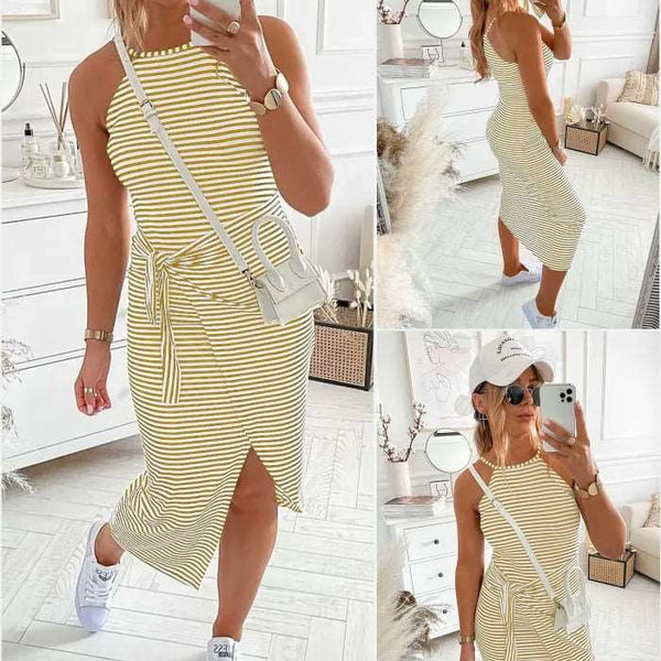 Bénanique™️ Lässiges gestreiftes Midikleid