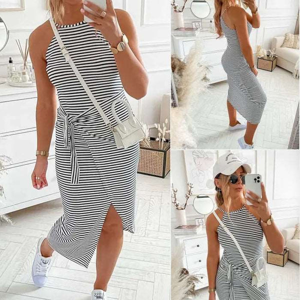 Bénanique™️ Lässiges gestreiftes Midikleid