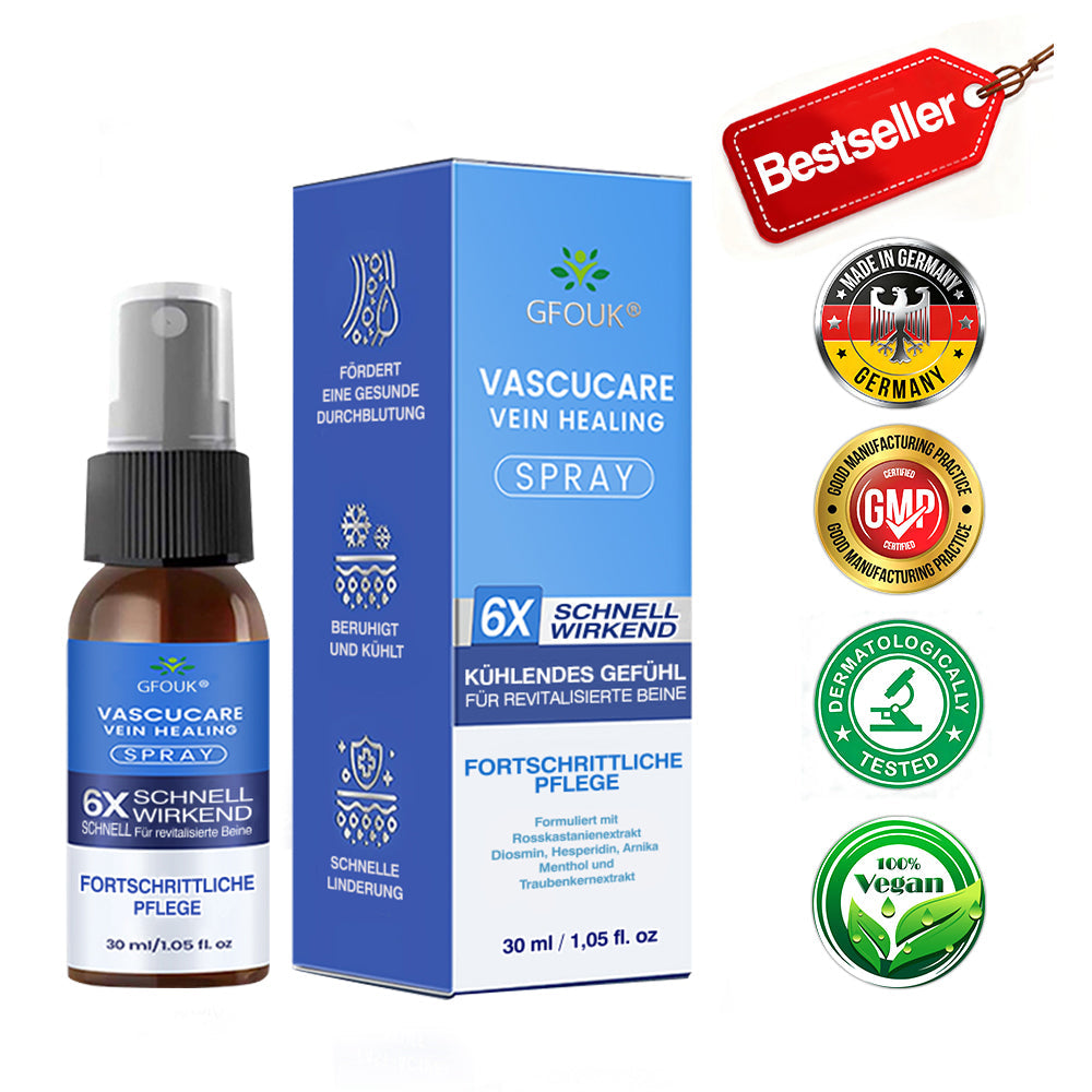 🇩🇪🏃‍🌿GFOUK® VascuCare Vein Healing Spray(Entwickelt für Krampfadern, Besenreiser, tiefe Venenthrombose (TVT), chronische venöse Insuffizienz, venöse Geschwüre, Thrombophlebitis und andere venöse Beschwerden)