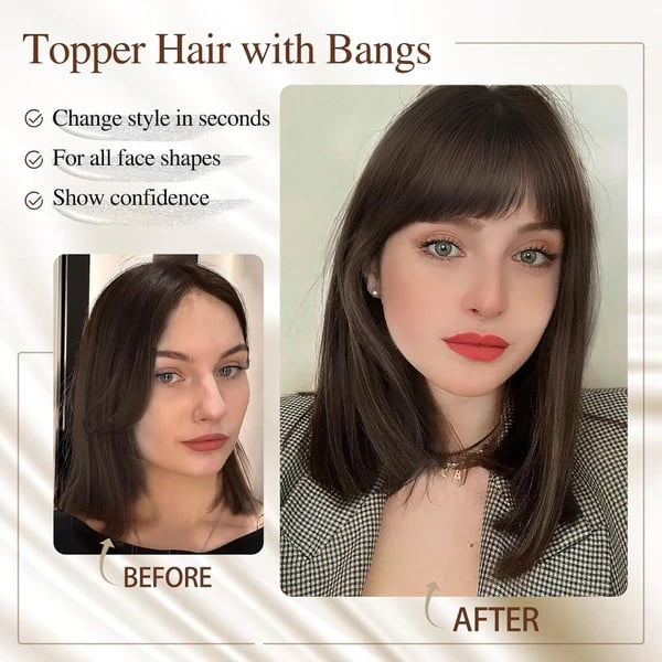 HairEleganz | Natürlicher Haar-Topper mit Vollem Pony