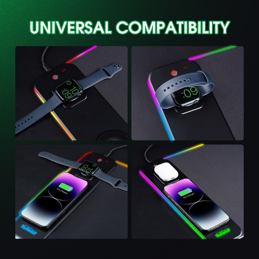 AeroGlow™ RGB-Schreibtischmatte mit Ladefunktion