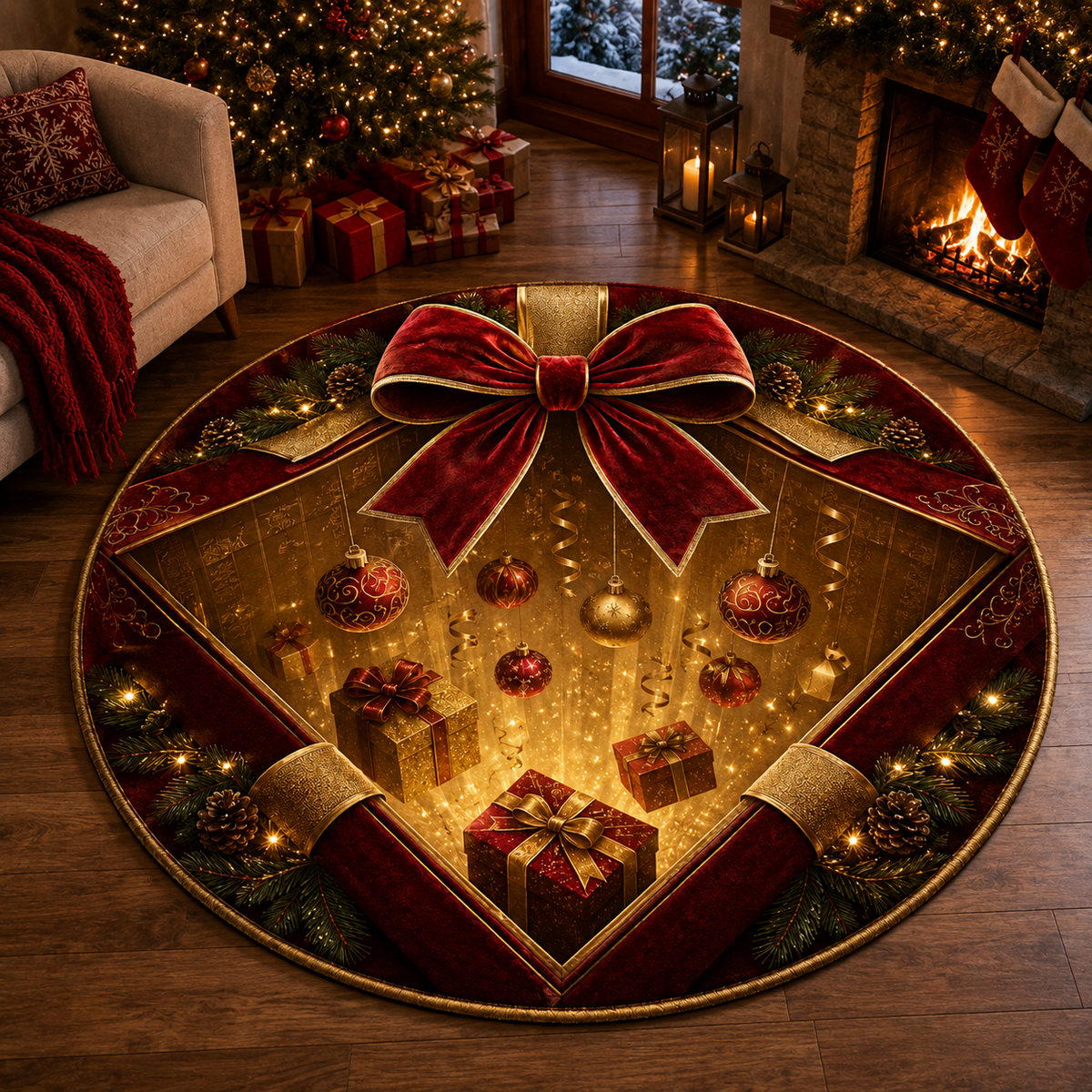 WinterVista™ 3D Weihnachts-Illusions-Teppich – Magische 3D-Tiefe für festliche Räume