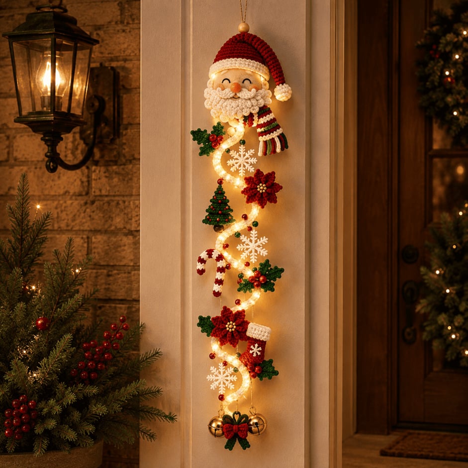 MerryCascade™ Leuchtender Weihnachts-Türhänger | Warmer Lichterglanz & Festliche Eingangsd ekoration