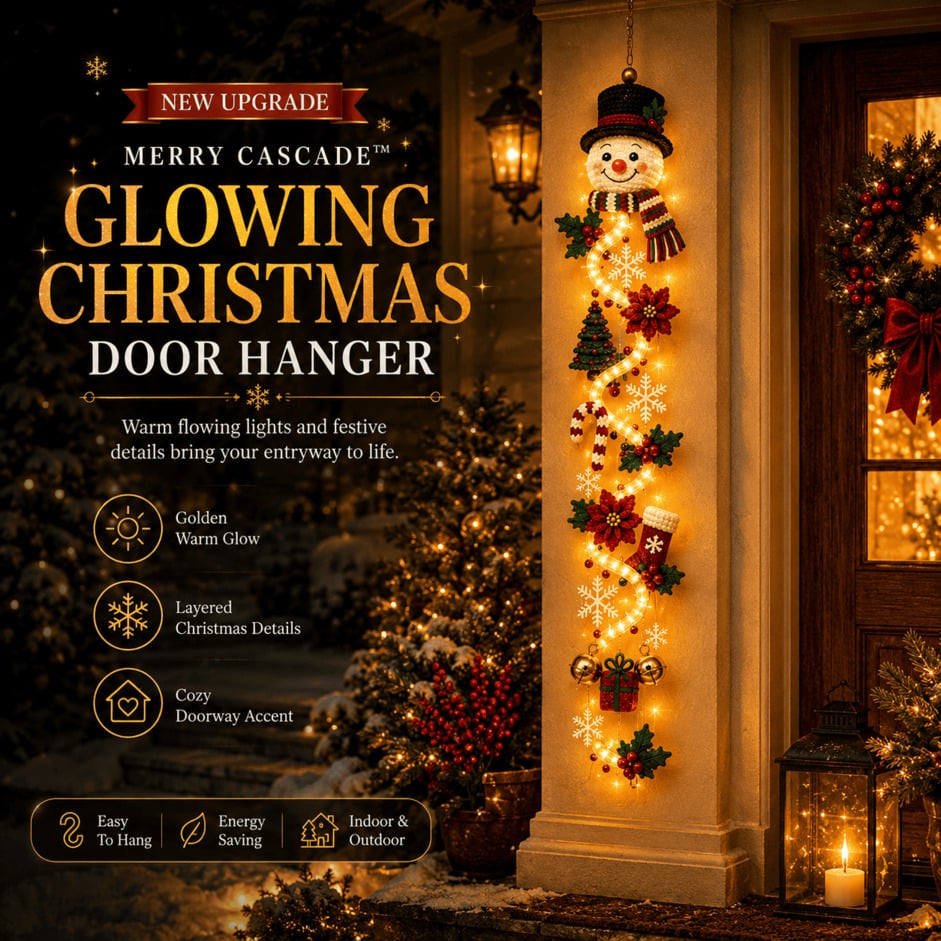 MerryCascade™ Leuchtender Weihnachts-Türhänger | Warmer Lichterglanz & Festliche Eingangsd ekoration