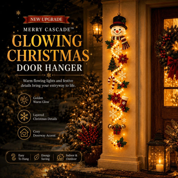 MerryCascade™ Leuchtender Weihnachts-Türhänger | Warmer Lichterglanz & Festliche Eingangsd ekoration