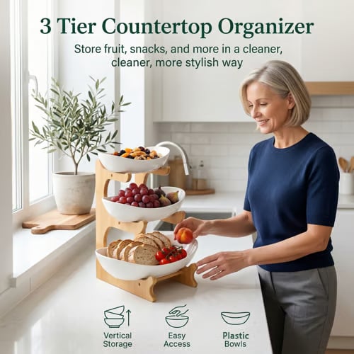 Nestora™ 3-Etagen Obst- & Servierständer – Mehr Ordnung & Platz auf Ihrer Arbeitsfläche 🍎✨