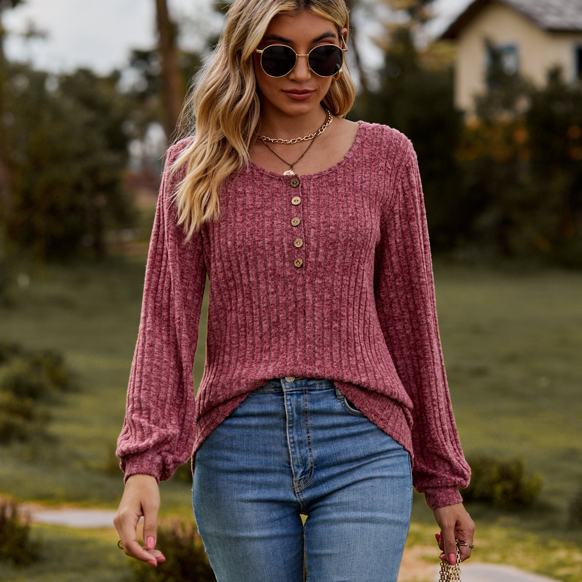 Dulce™ | Langärmeliger Pullover mit Knopfleiste