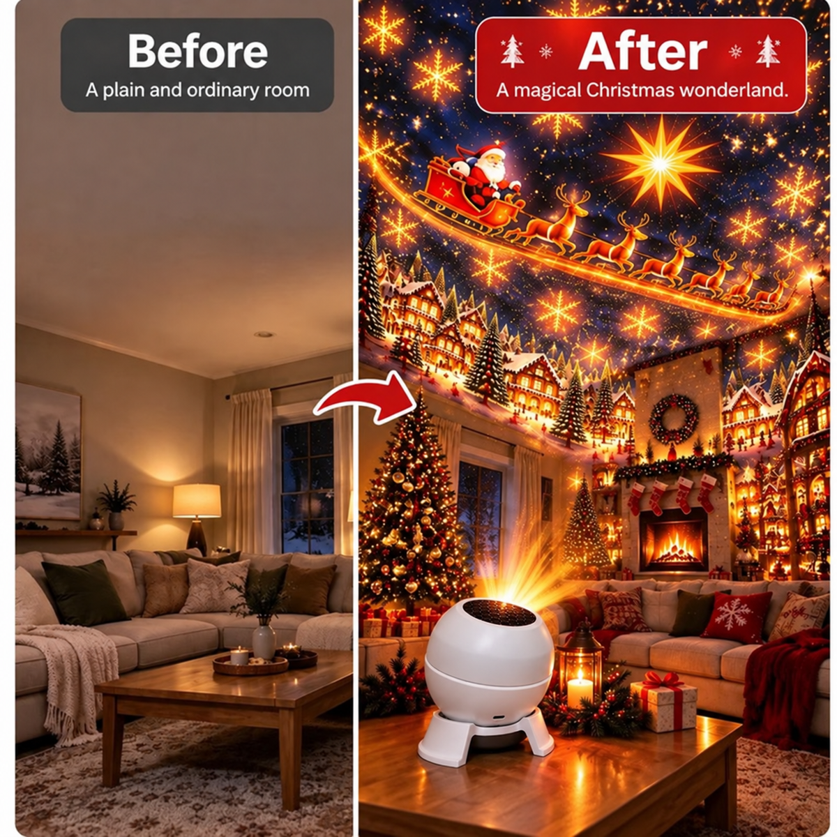 FestiGlow™ Weihnachts-Projektions-Nachtlicht | Sofortige Weihnachtsstimmung für jeden Raum