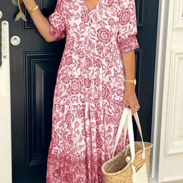 Helena™ | Blumenkleid mit V-Ausschnitt