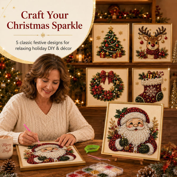 PearlMerry™ DIY-Weihnachts-Perlenkunst-Set – Festliche Bilder gestalten & gemütliche Winterabende kreativ genießen