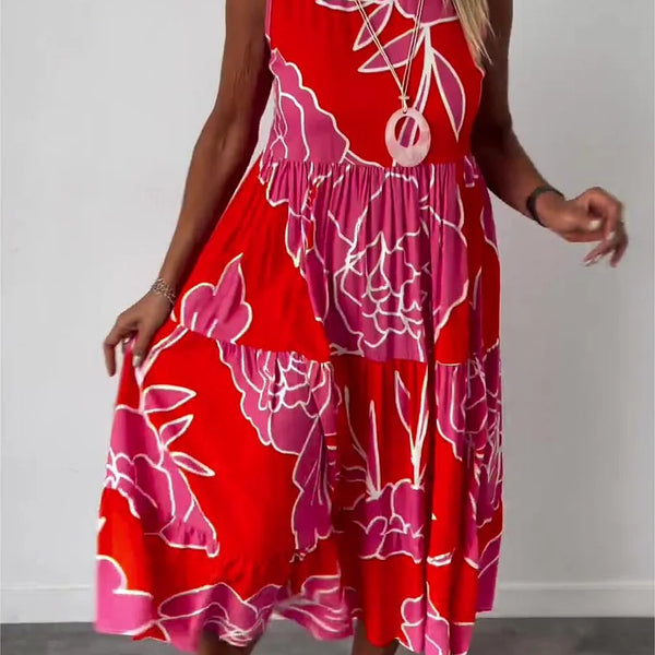 Bedrucktes schulterfreies Kleid