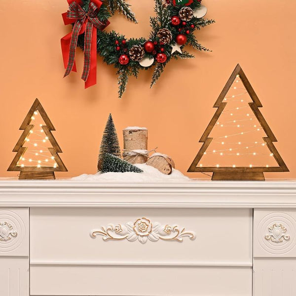 WoodLumi™ Weihnachtsbaum-Set – Beleuchtete Holz-Weihnachtsbäume mit LED-Lichtern | Gemütlicher Festtagsglanz