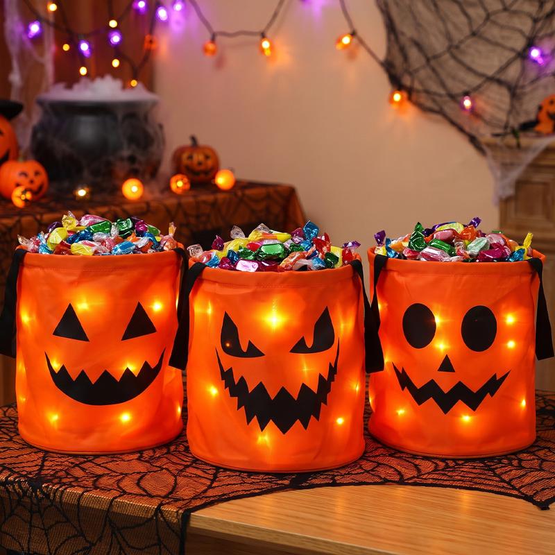 GlowTreat™ Halloween-Süßigkeitentasche | Leuchtende LED-Deko & praktischer Candy-Bag