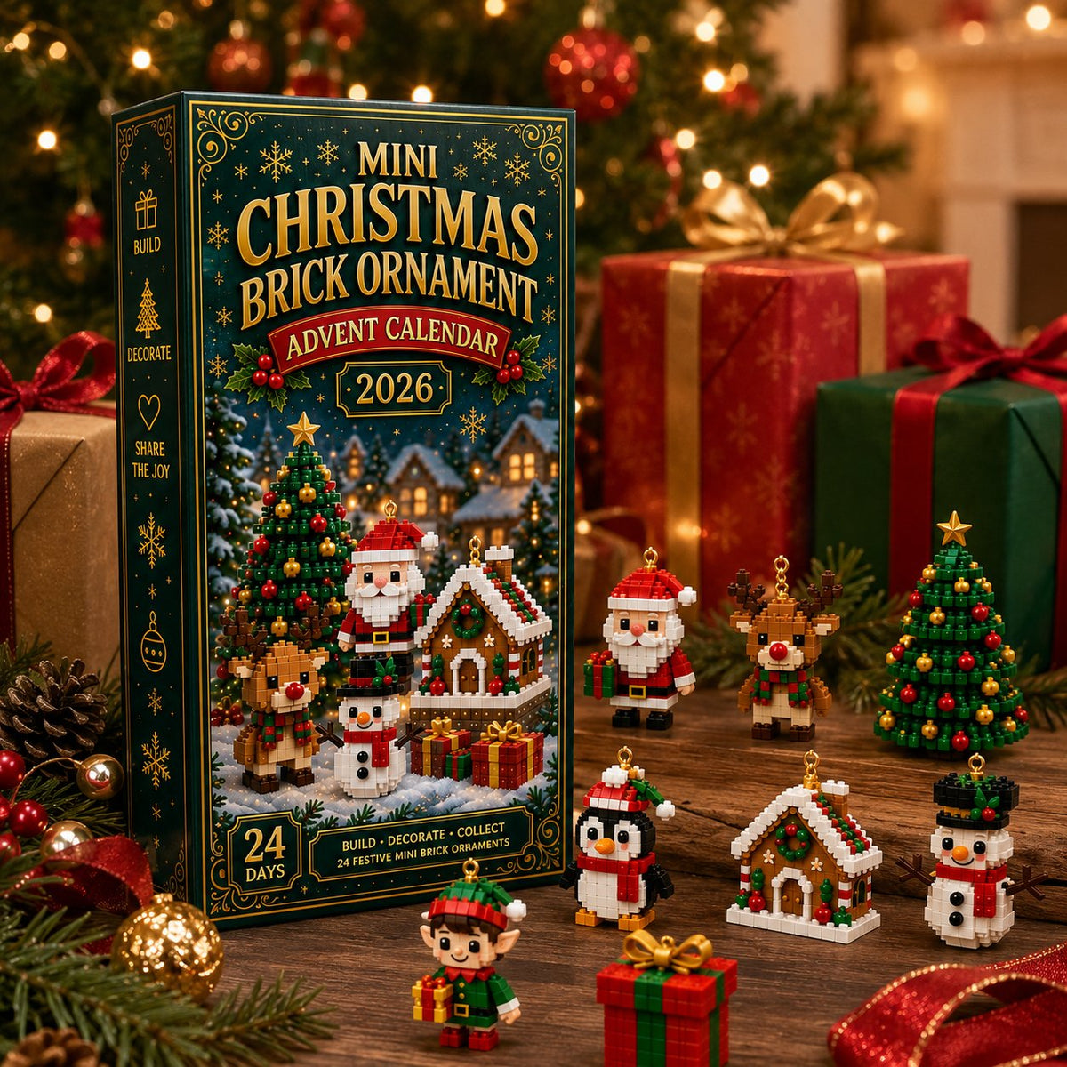 Brickora™ Mini-Adventskalender | 24 Weihnachts-Bausets zum Bauen & Dekorieren