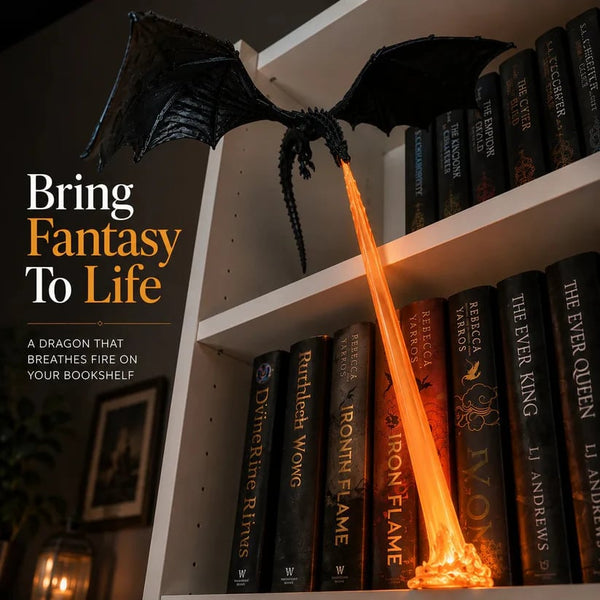 DracoLume™ Drachen-Buchstütze – Mystische Fantasy-Deko für Bücherregale