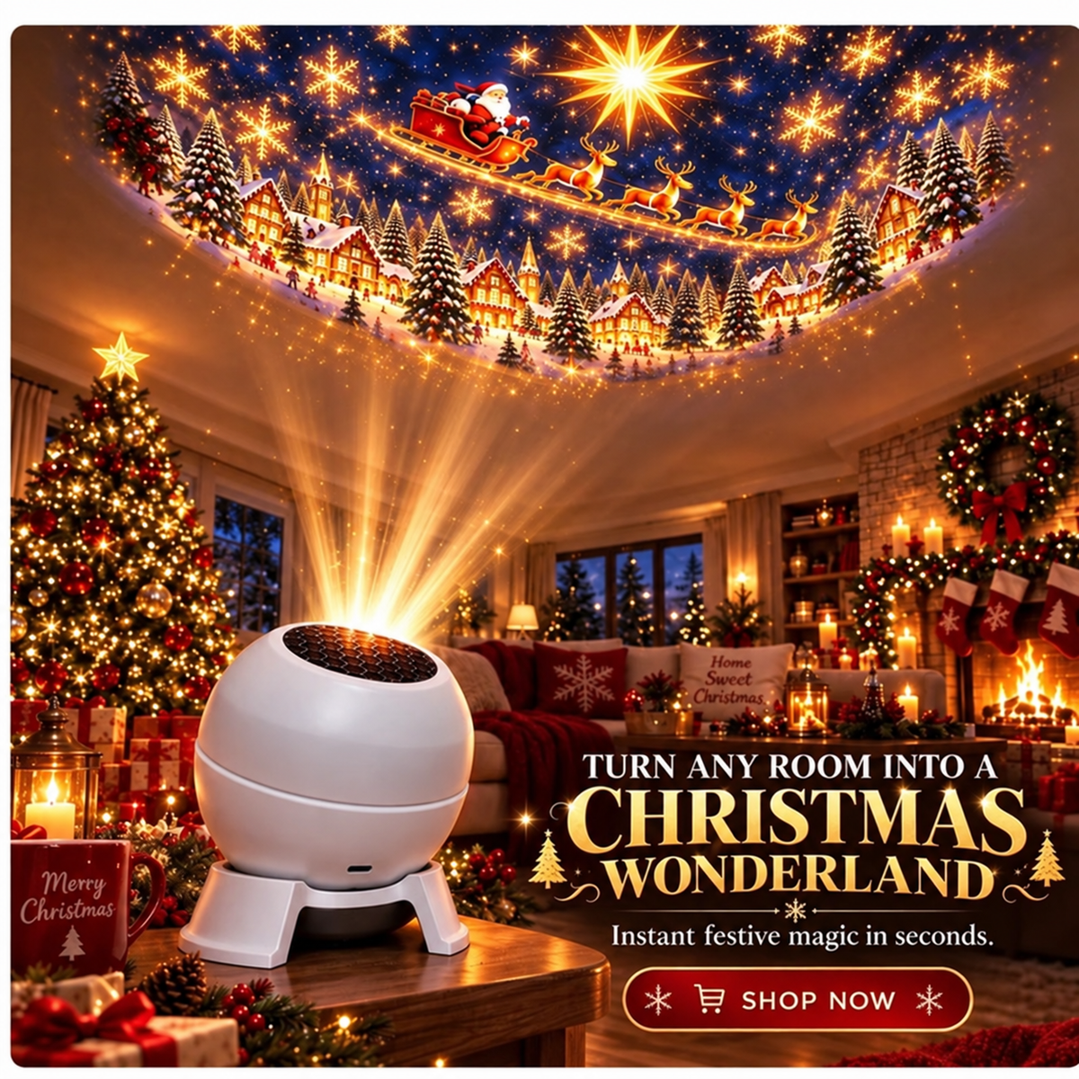 FestiGlow™ Weihnachts-Projektions-Nachtlicht | Sofortige Weihnachtsstimmung für jeden Raum