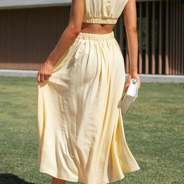[50% Rabatt] Lorna™ Rollkragen Taille Ausgeschnitten Sommer Midi-Kleid