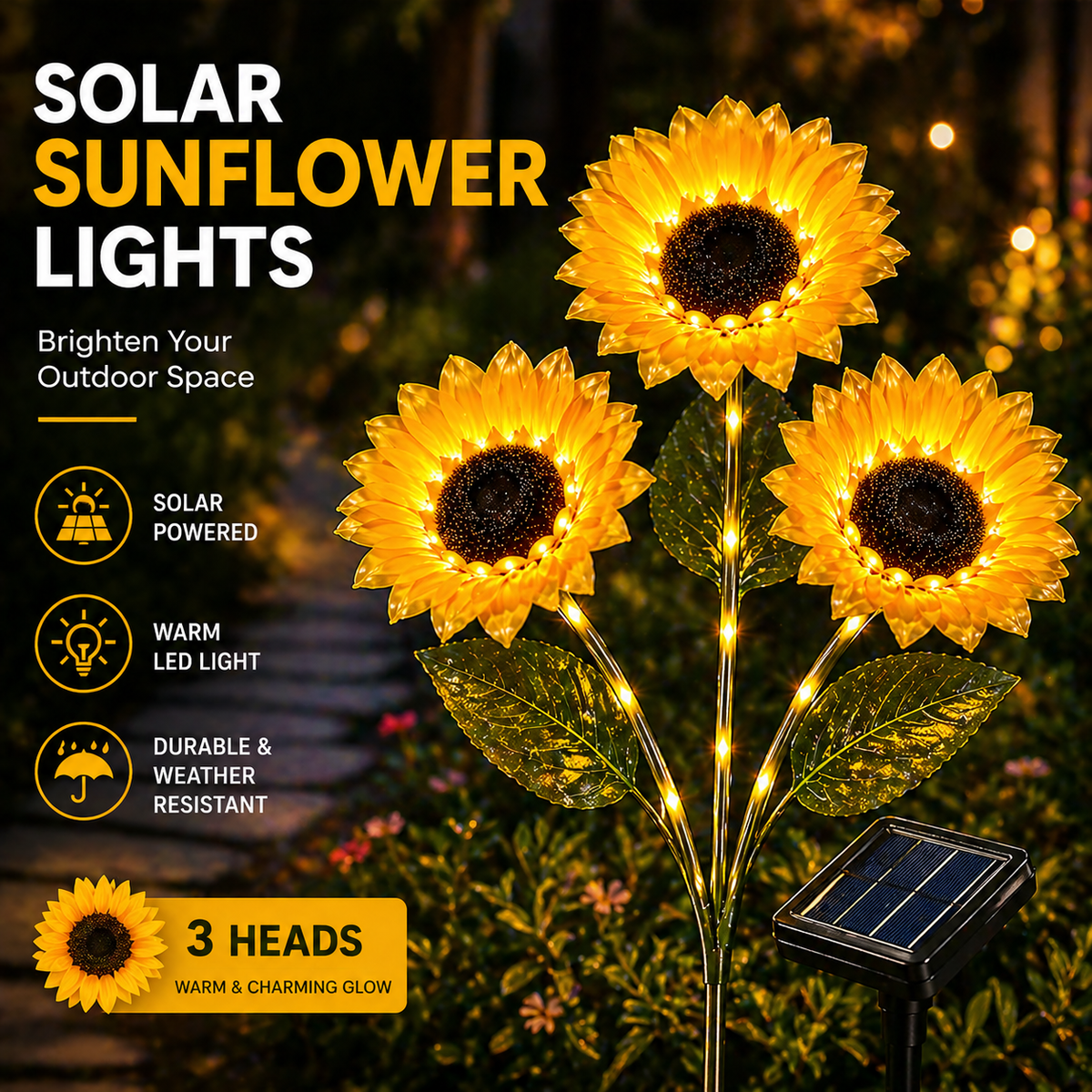 SunLuma™ Solar-Sonnenblumenleuchten – Blühende Gartendeko mit warmem Nachtleuchten 🌻✨
