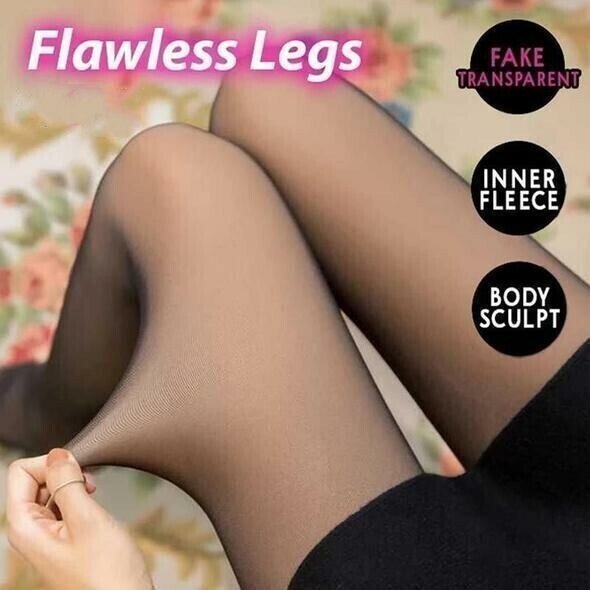 LegGlam™ Fake-Transparente, Fleecegefütterte Strumpfhose