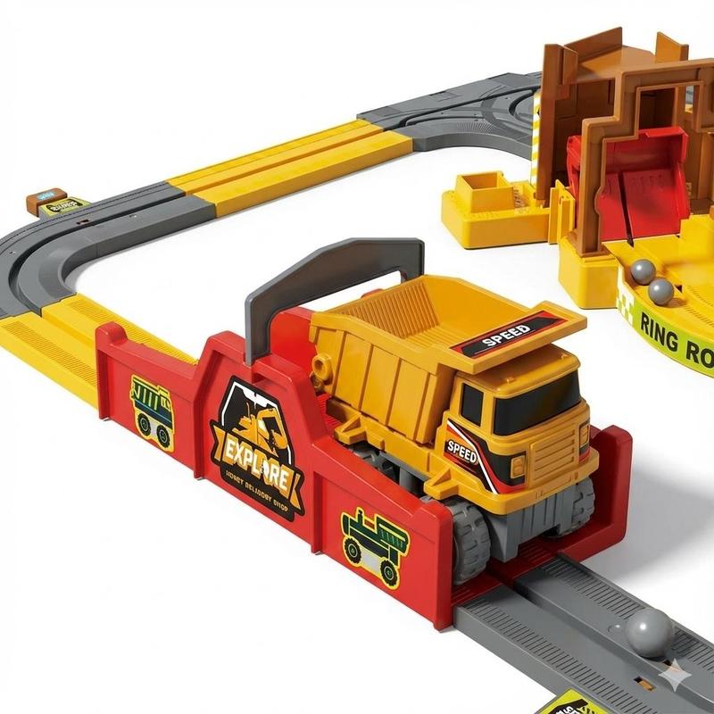 RockRunner™ Baustellen-Spielset – Motorisierter Kipper, Förderband & flexible Strecke