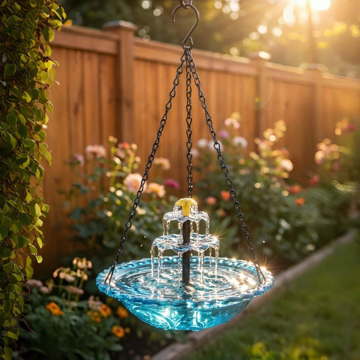 Birdora™ Solar-Kaskaden-Hängebad für Vögel | Entspannende Gartenatmosphäre