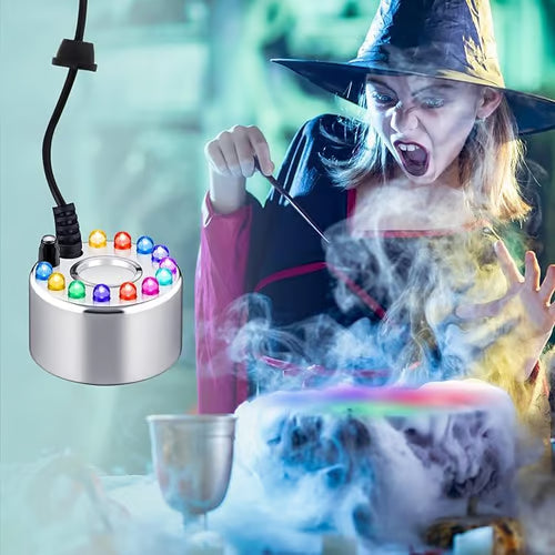 MystiGlow™ 12-LED Nebelgenerator – Farbiger Ultraschallnebel für Halloween, Deko & Wasserspiele 🎃✨