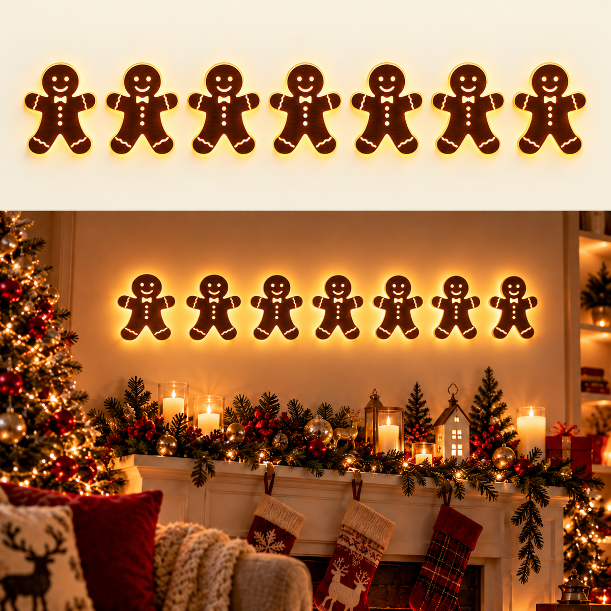 LumiSilva™ Leuchtende Weihnachts-Wanddeko | Warmer Lichterglanz & festliche Wandstimmung
