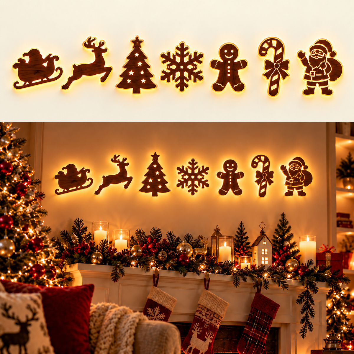 LumiSilva™ Leuchtende Weihnachts-Wanddeko | Warmer Lichterglanz & festliche Wandstimmung