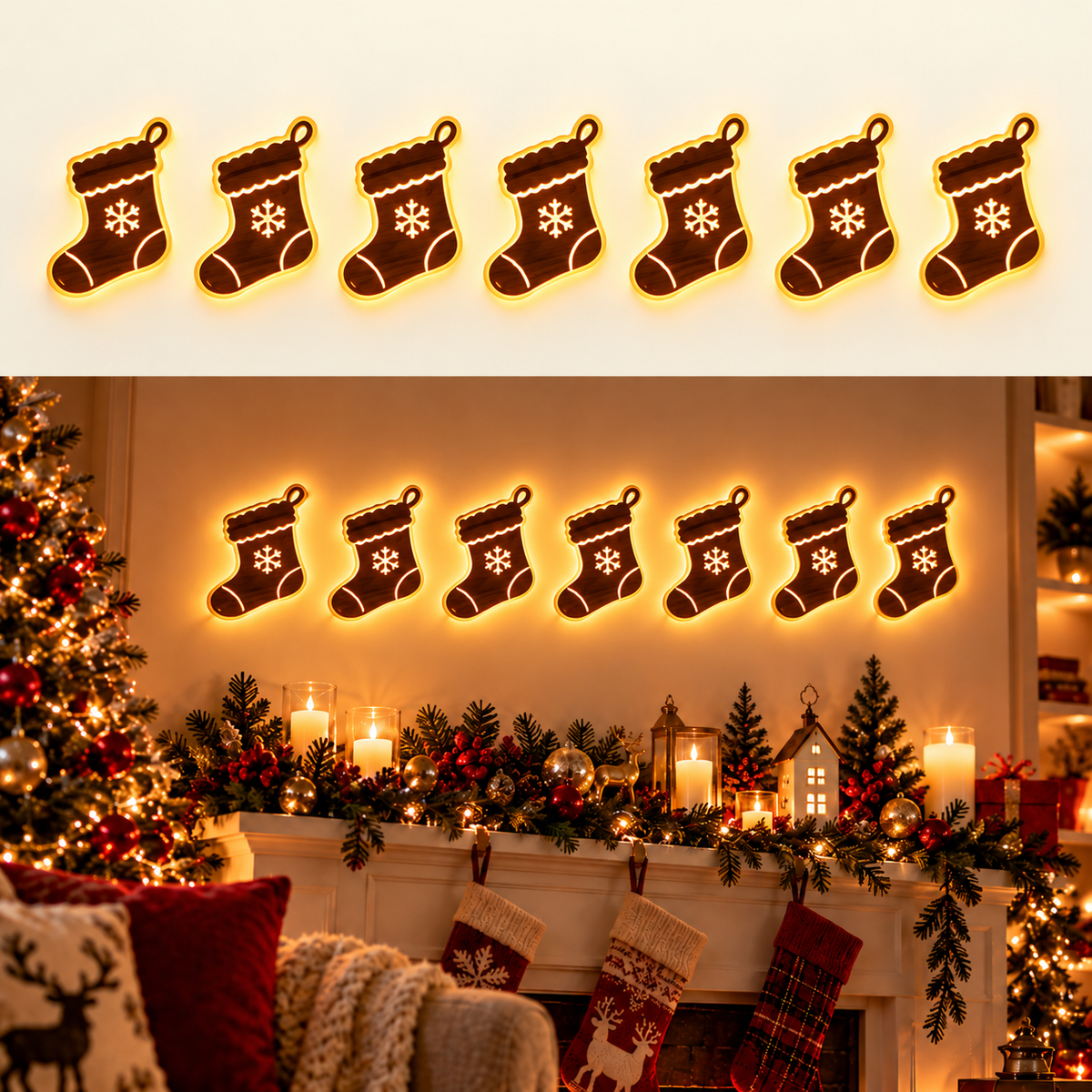 LumiSilva™ Leuchtende Weihnachts-Wanddeko | Warmer Lichterglanz & festliche Wandstimmung