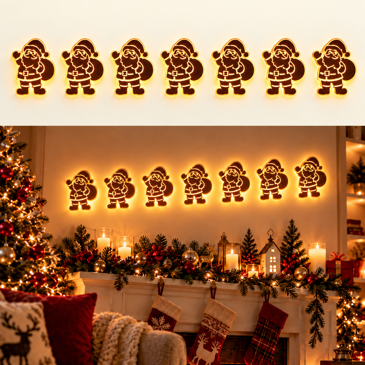 LumiSilva™ Leuchtende Weihnachts-Wanddeko | Warmer Lichterglanz & festliche Wandstimmung
