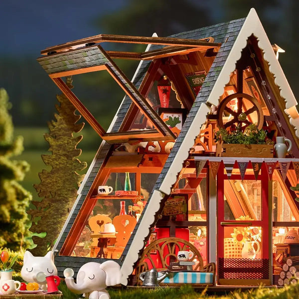 CabinLuma™ DIY Miniatur-Holzhütte – Gemütliche Waldszene bauen & mit warmem LED-Licht zum Leuchten bringen