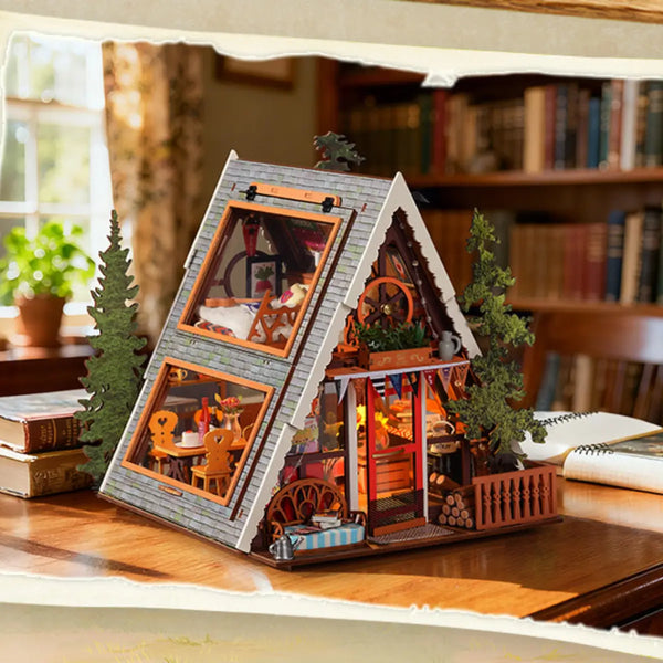 CabinLuma™ DIY Miniatur-Holzhütte – Gemütliche Waldszene bauen & mit warmem LED-Licht zum Leuchten bringen