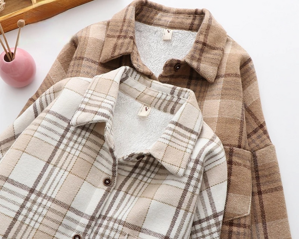 Eva™ | Karierte Jacke mit Pelz