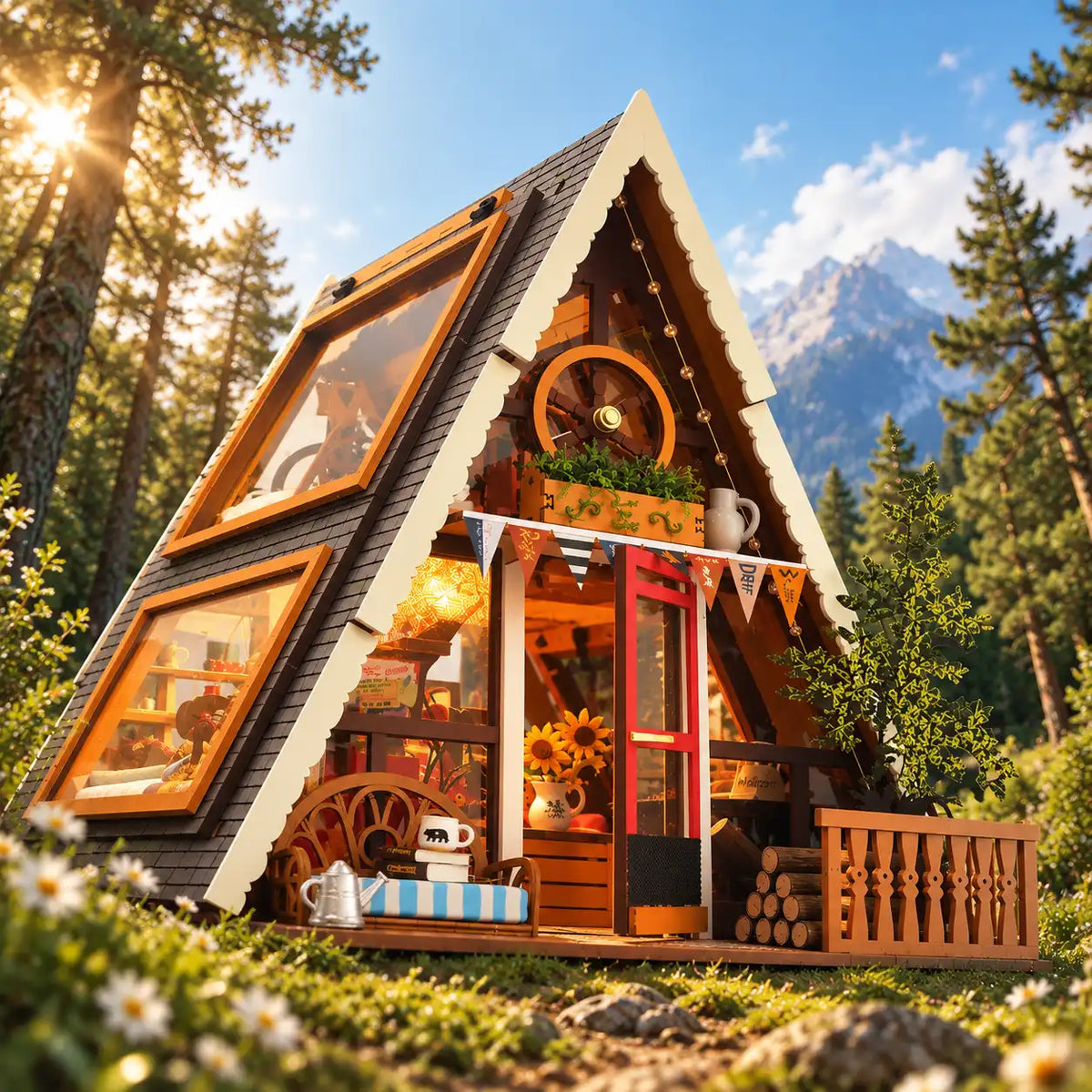 CabinLuma™ DIY Miniatur-Holzhütte – Gemütliche Waldszene bauen & mit warmem LED-Licht zum Leuchten bringen