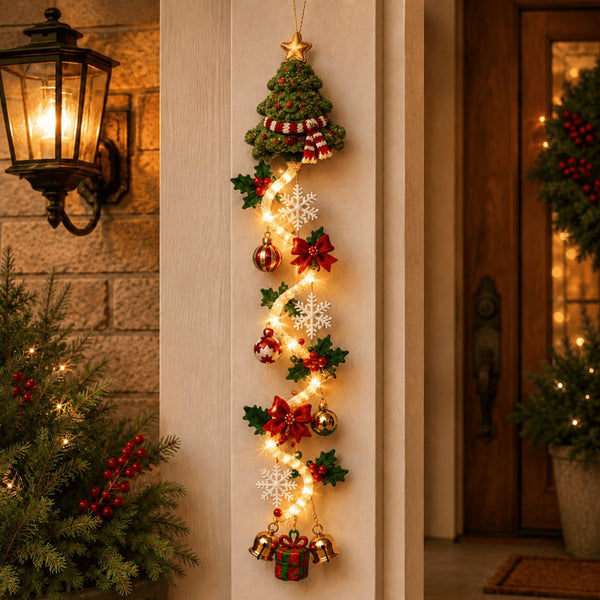 MerryCascade™ Leuchtender Weihnachts-Türhänger | Warmer Lichterglanz & Festliche Eingangsd ekoration